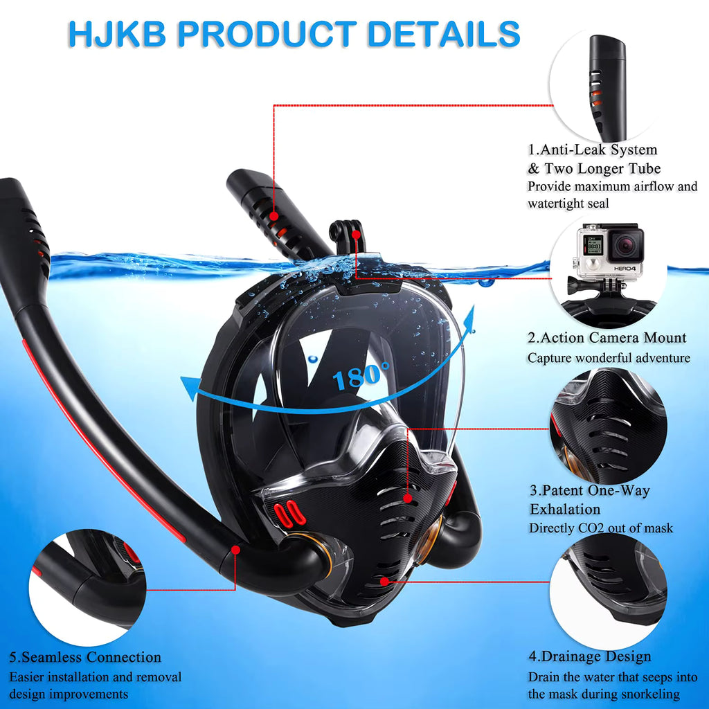Masque de Plongée Snorkeling Double Tube
